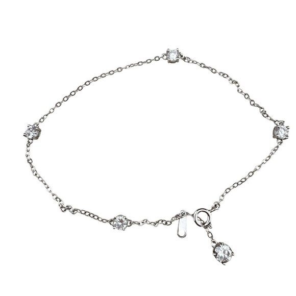 Sterling Silver Anklet With Cubic Zirconia Accents By Silpada - Picture 1 of 8